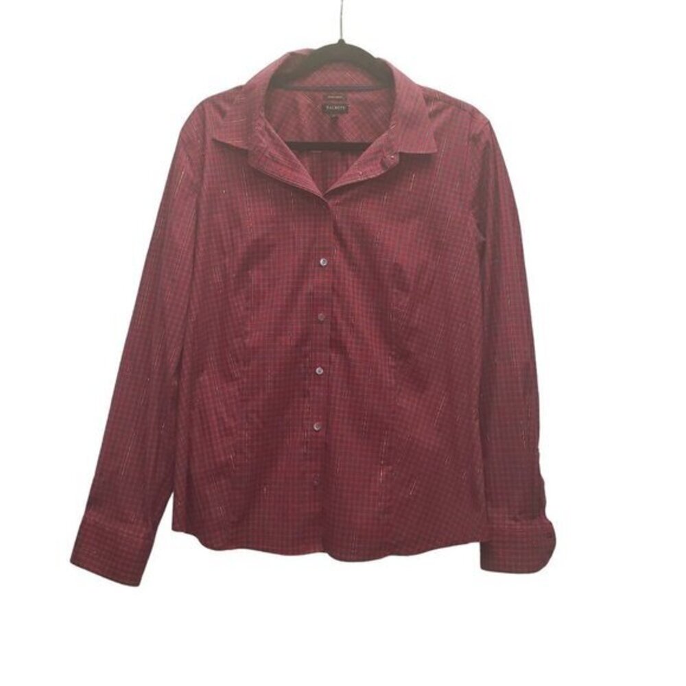 Talbots Womens Button Long‎ Sleeved Collared Shirt Size 16 Red Plaid Pre-Owned